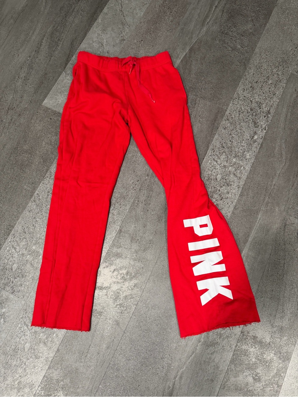PINK Victoria's Secret Bright Red Logo Bootcut Sweatpants